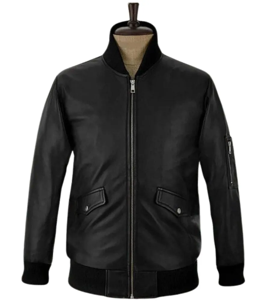 American Rapper Eminem Bomber Style Leather Jacket by TJS