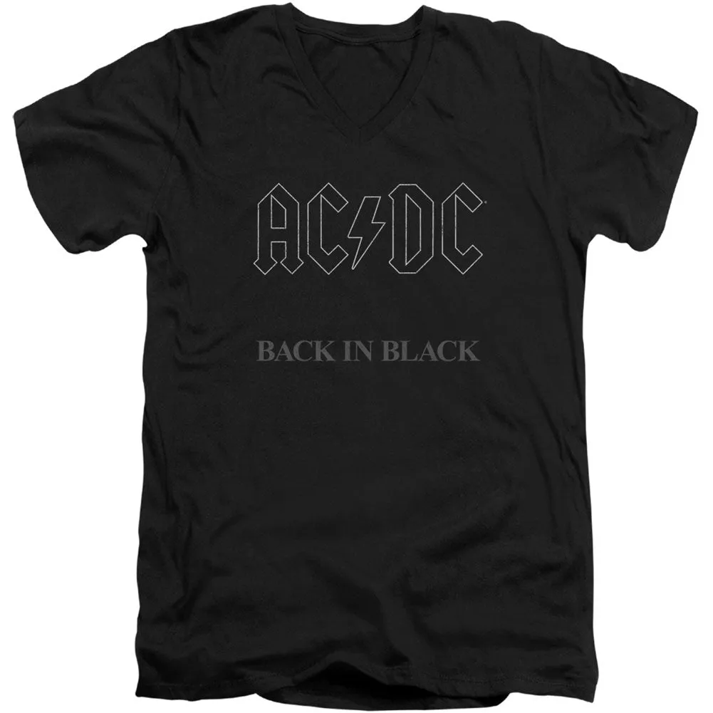 Back In Black Adult V Neck Slim Fit T-shirt