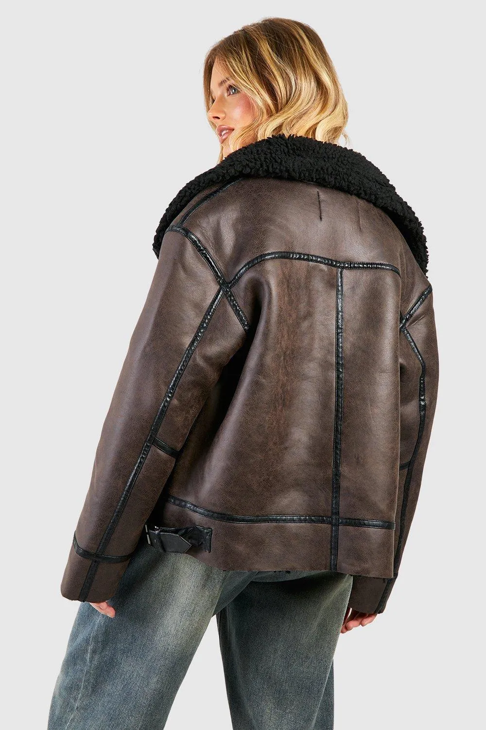 BORG LINED AVIATOR JACKET