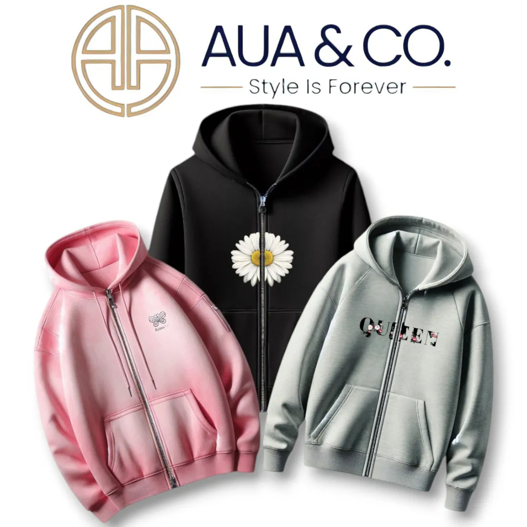 Bundle of 3 Women's Zipper Hoodies 👚✨ - Stylish & Unique Designs | AUA&CO