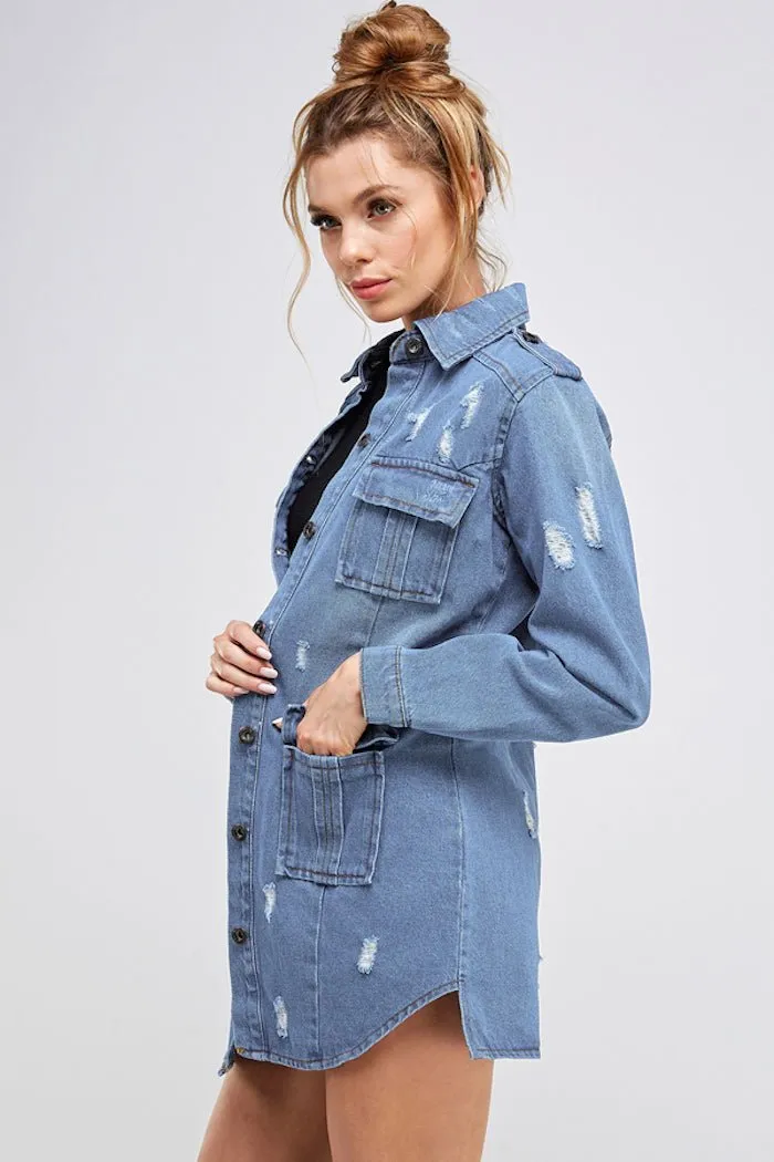 Denim 3/4 Quarter Jackets with Pockets