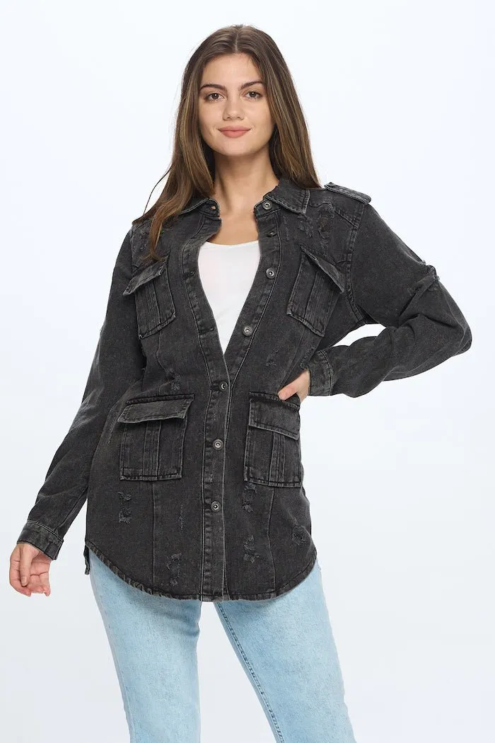 Denim 3/4 Quarter Jackets with Pockets