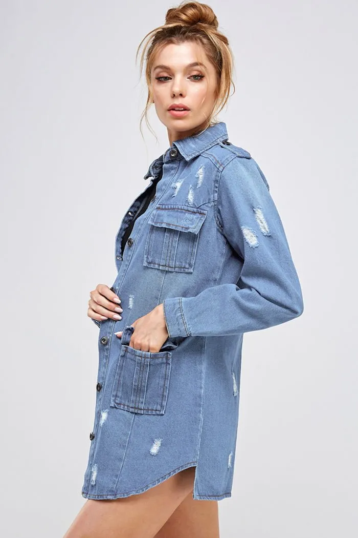 Denim 3/4 Quarter Jackets with Pockets