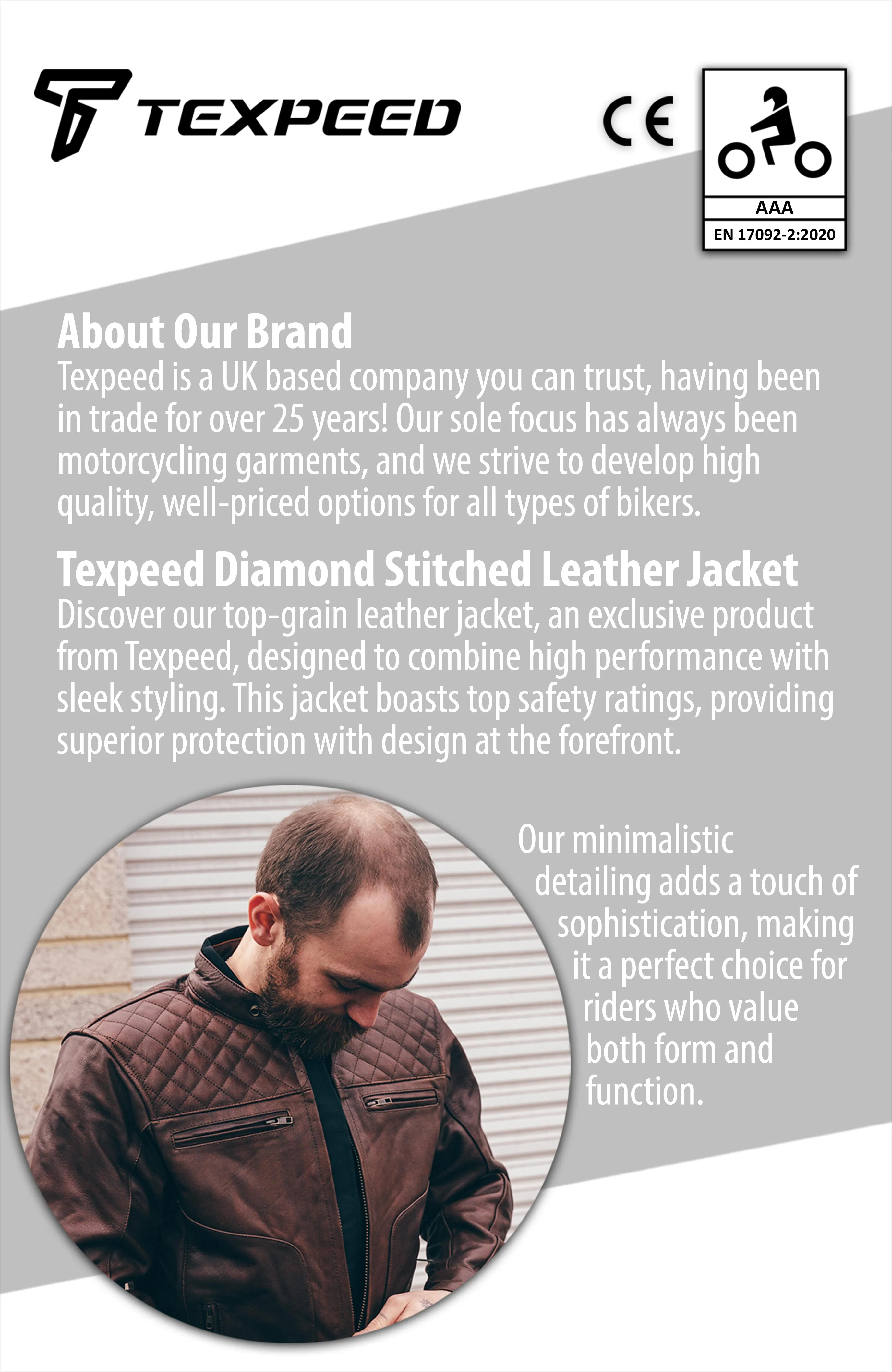 Diamond Stitched Brown Leather Motorcycle Jacket