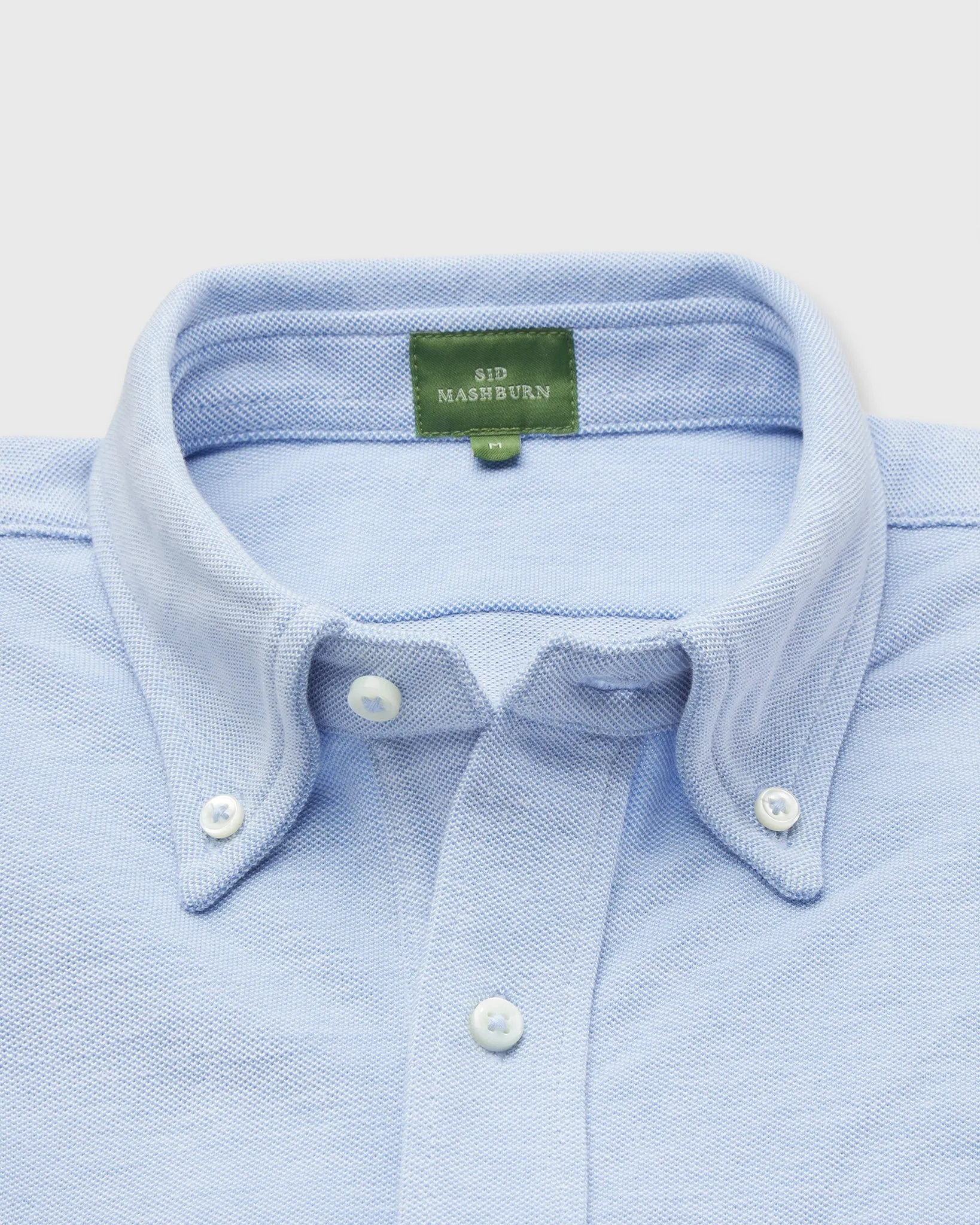 Knit Button-Down Popover Shirt in Sky Oxford Pima Pique