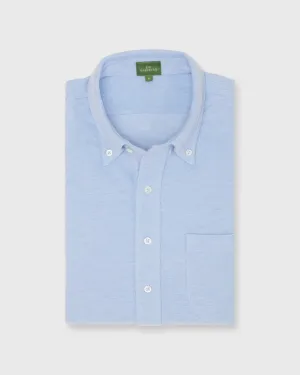 Knit Button-Down Popover Shirt in Sky Oxford Pima Pique