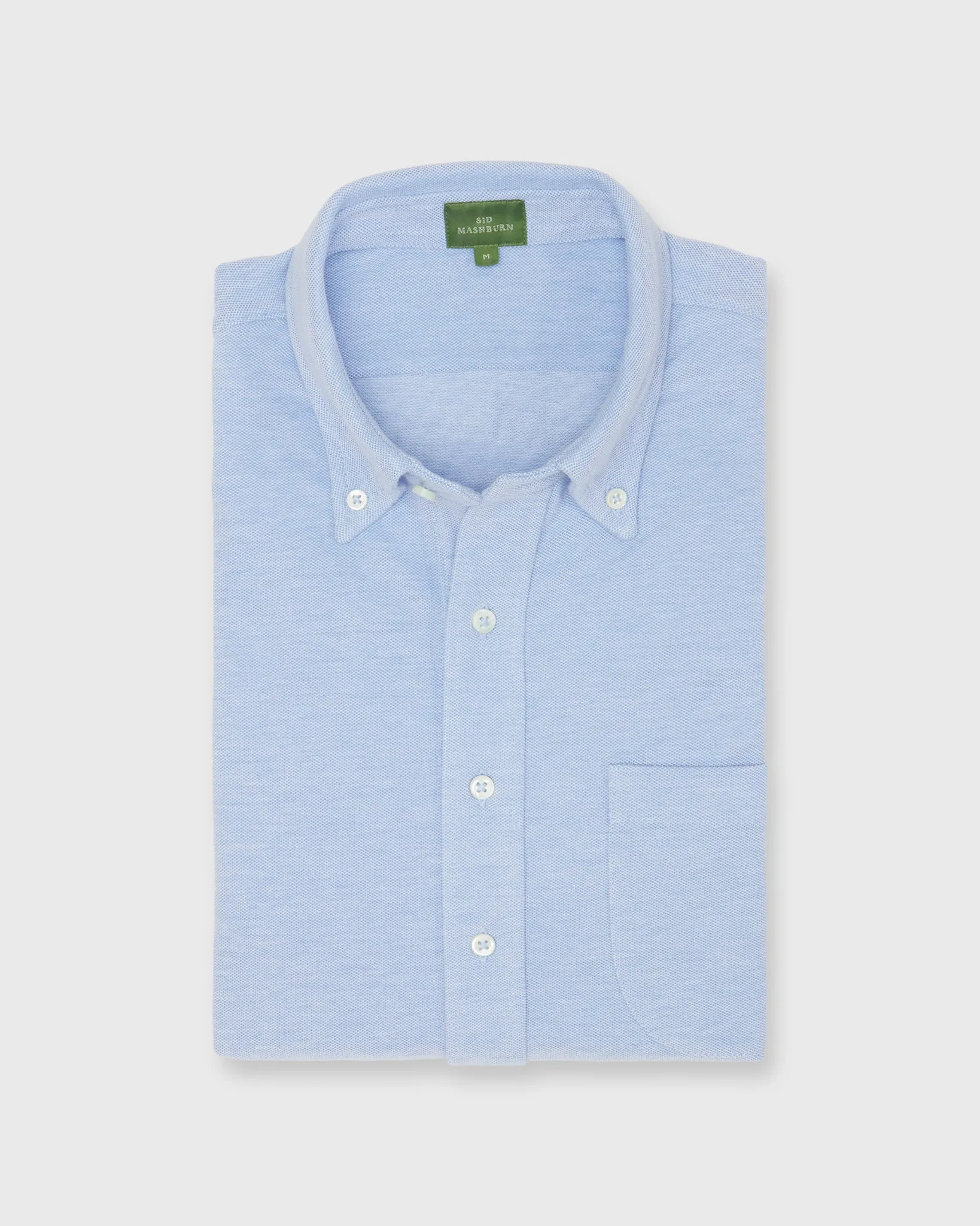 Knit Button-Down Popover Shirt in Sky Oxford Pima Pique