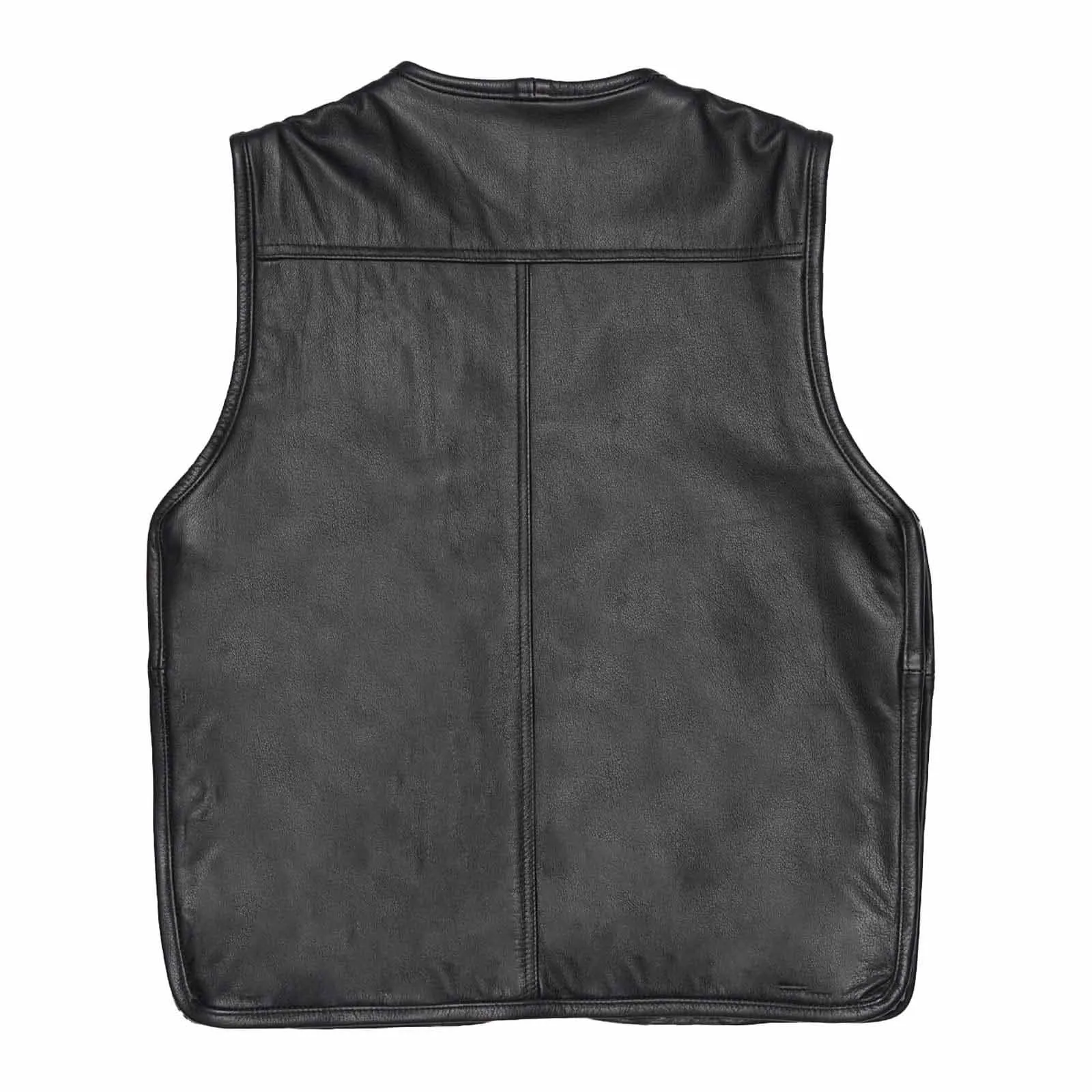 Leatherick Classic Biker Vest With Side Zipper