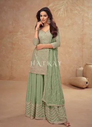 Light Green Pakistani Sharara Suit