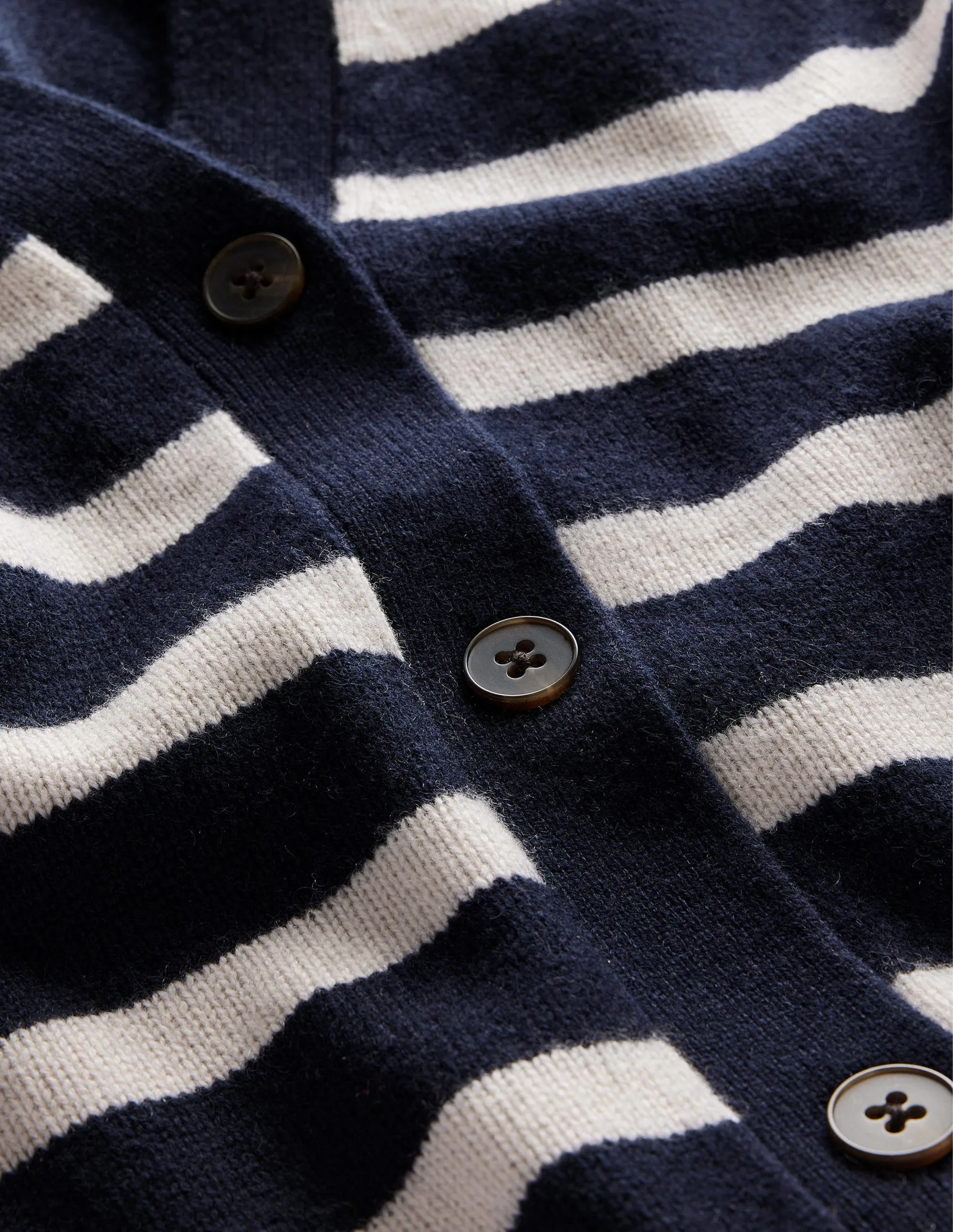 Long Cashmere Cardigan-Navy, Chinchilla Stripe