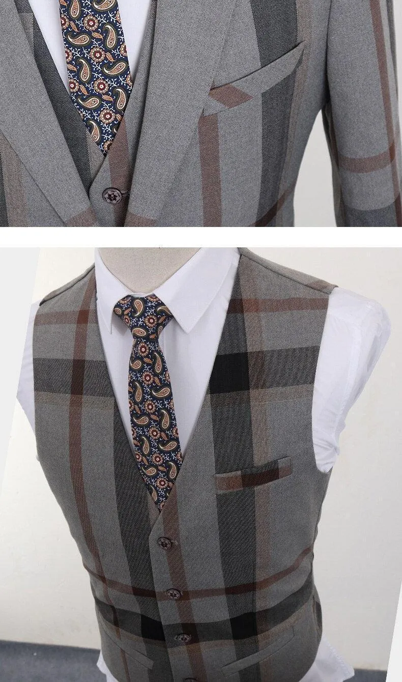 Men Suit - Georginio Plaid 3-Piece Suit