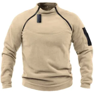 Men Warm Zippers Fleece Pullover Windproof Coat