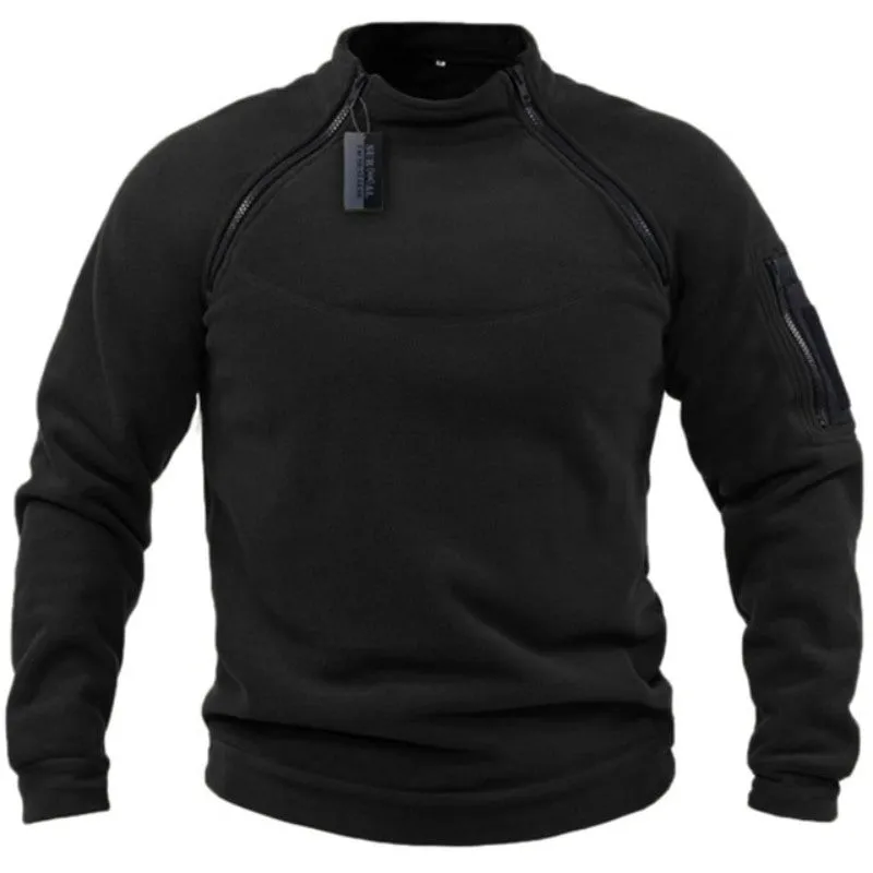 Men Warm Zippers Fleece Pullover Windproof Coat