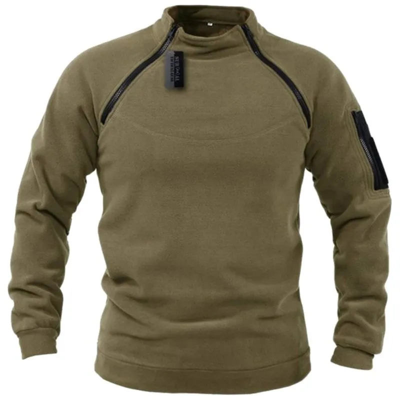 Men Warm Zippers Fleece Pullover Windproof Coat