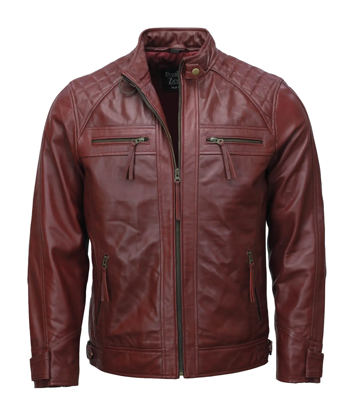 Men’s Maroon Moto Biker Leather Jacket