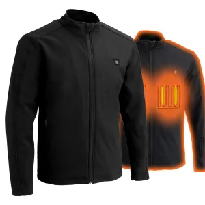 Nexgen Heat NXM1762SET Men’s Soft Shell Heated Jacket - Black Standup Collar Jacket for Winter with Battery Pack