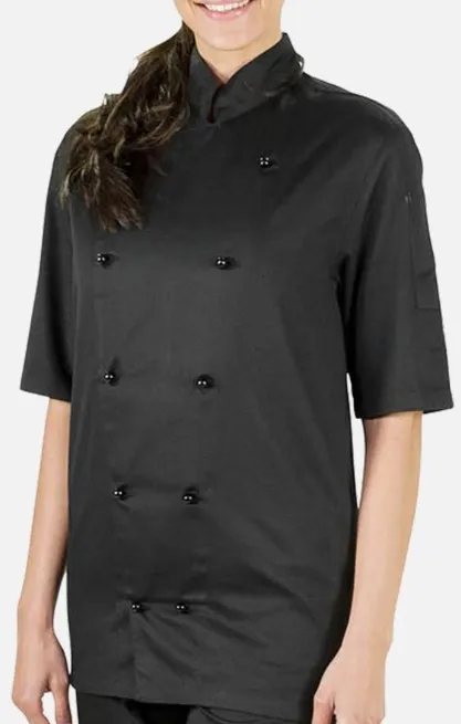 Prochef Chef Jacket, Short Sleeve, Black, 2X Large (Order In Item Only)