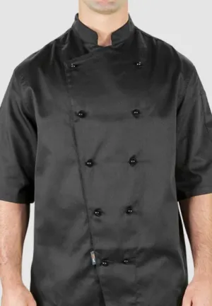 Prochef Chef Jacket Short Sleeve, Black, Medium