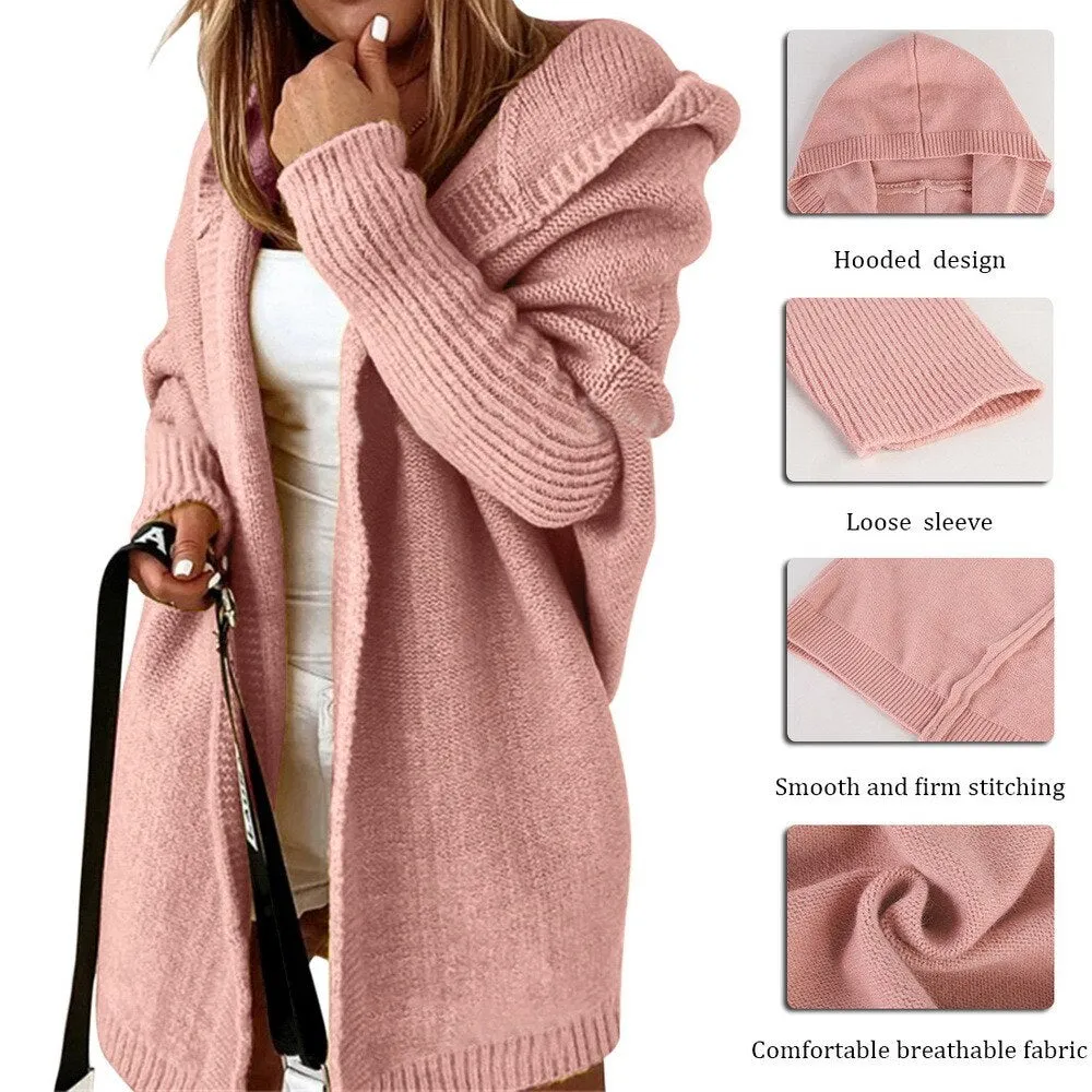 "New Arrival: Trendy & Cozy Batwing Sleeve Knitwear Cardigan for Women - Oversized Sweater Coat perfect for 2022 Fashion! Limited stock available!"