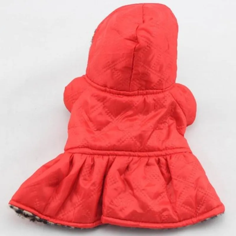 Reversible Red Leopard Hooded Dog Coat