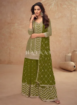 Sage Green Pakistani Sharara Suit