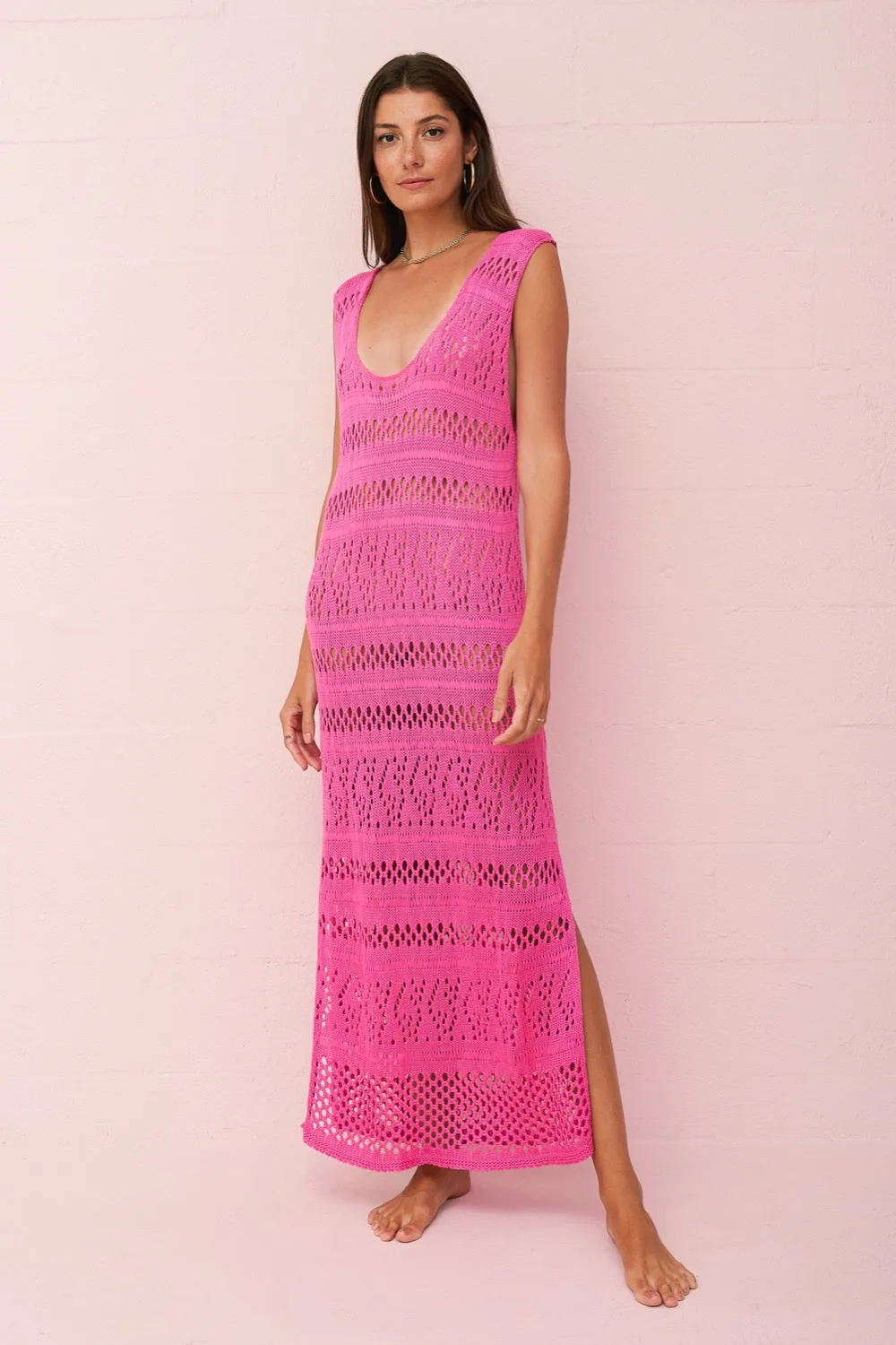 Selene Crochet Slit Dress