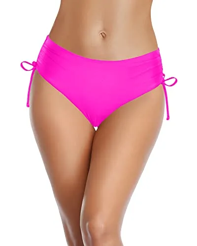 Stylish Side Tie Bikini Bottom For Teen Girls-Neon Pink