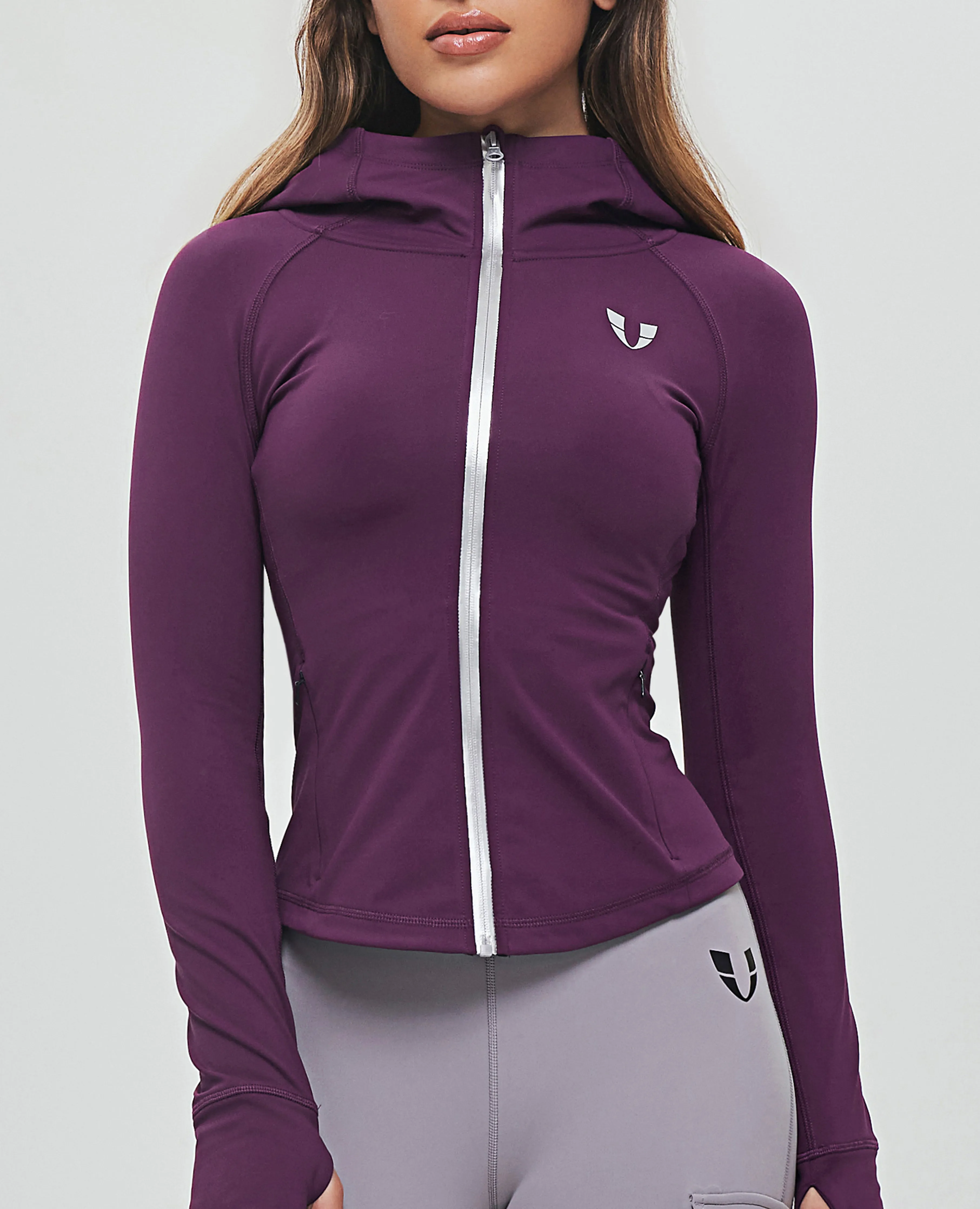 Thin Fleece Zipper Hoodie - Purple