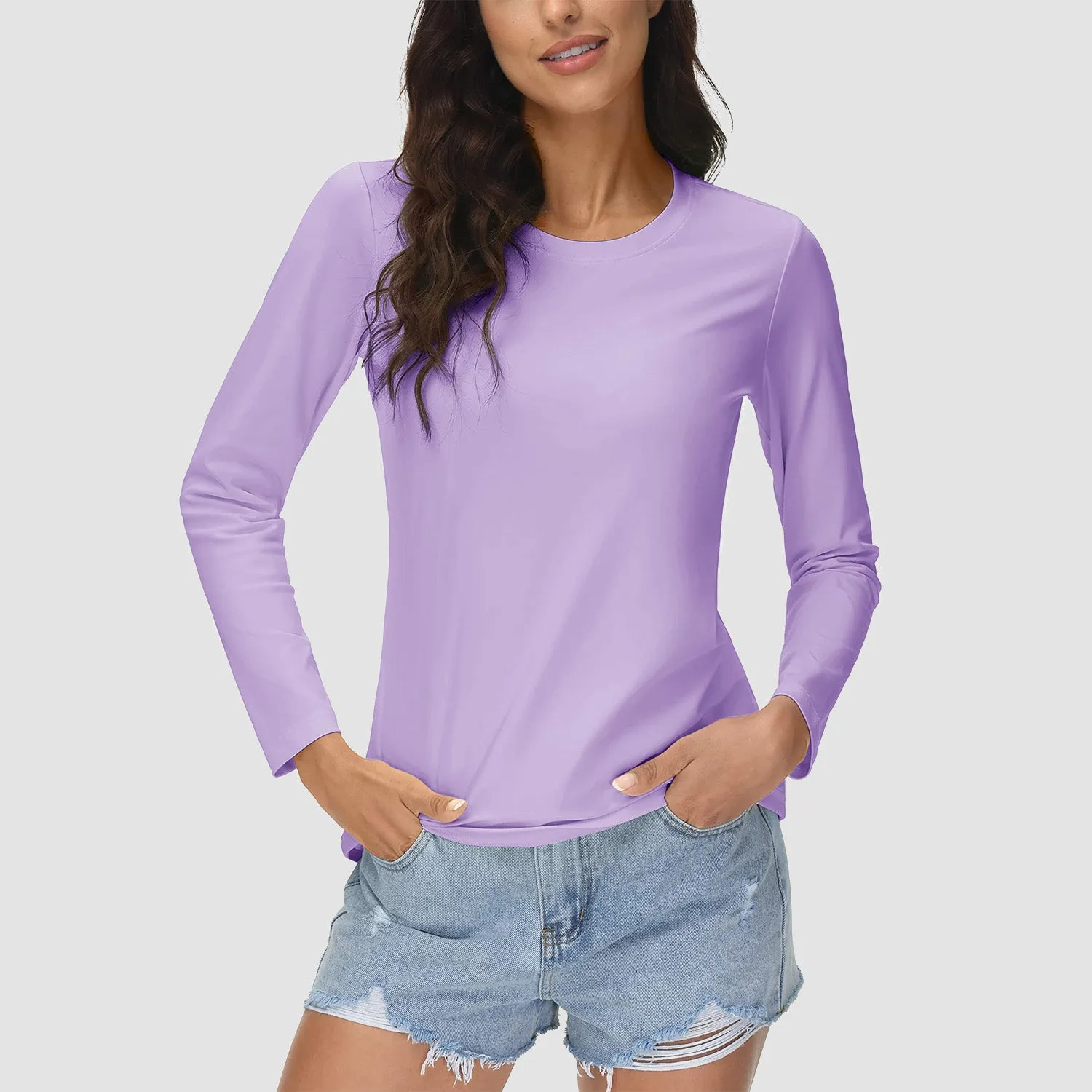 Women's Long Sleeve Shirts UPF 80  Sun Protection Shirts Crew Neck T Shirts Quick Dry