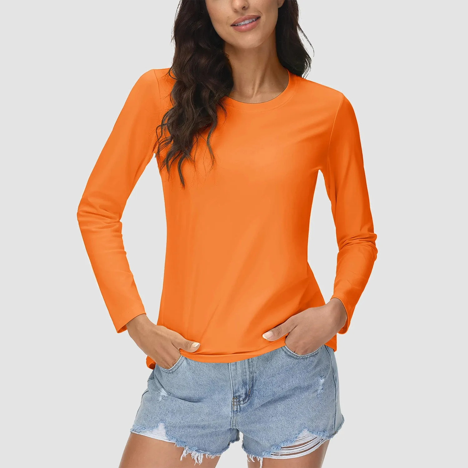 Women's Long Sleeve Shirts UPF 80  Sun Protection Shirts Crew Neck T Shirts Quick Dry