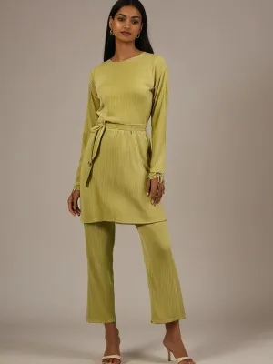 Yellow Top Trouser Belt Co-ord Set