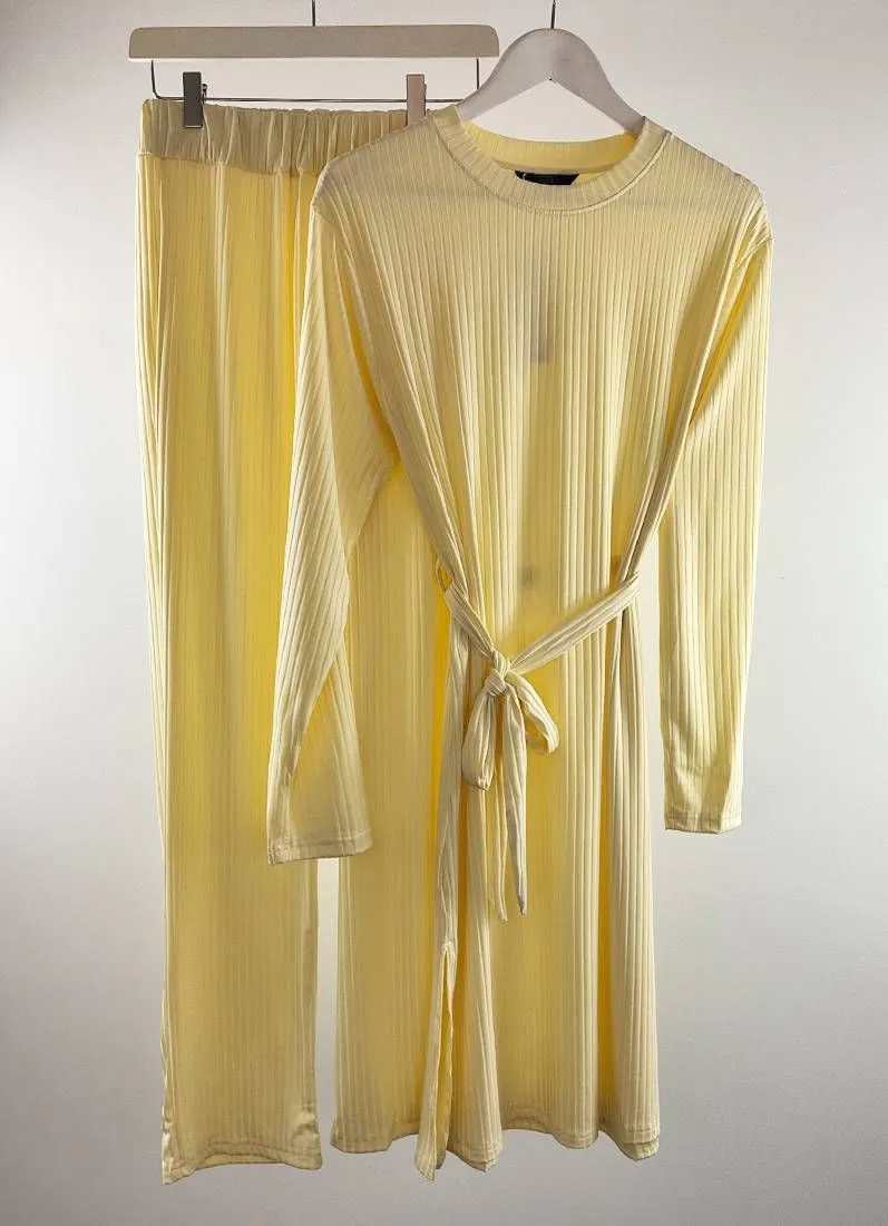 Yellow Top Trouser Belt Co-ord Set